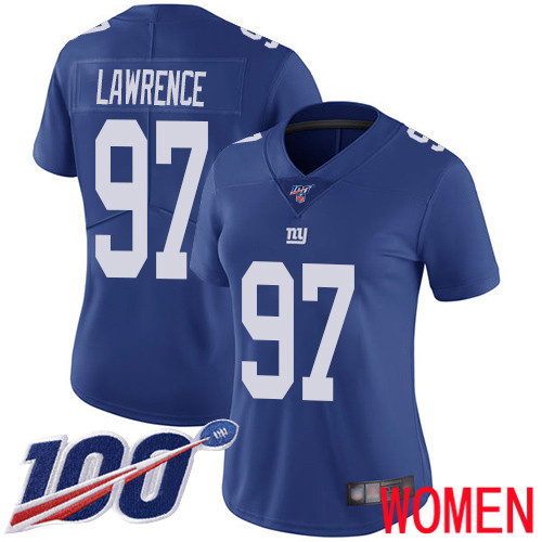 Women New York Giants #97 Dexter Lawrence Royal Blue Team Color Vapor Untouchable Limited Player 100th Season Football NFL Jersey->women nfl jersey->Women Jersey